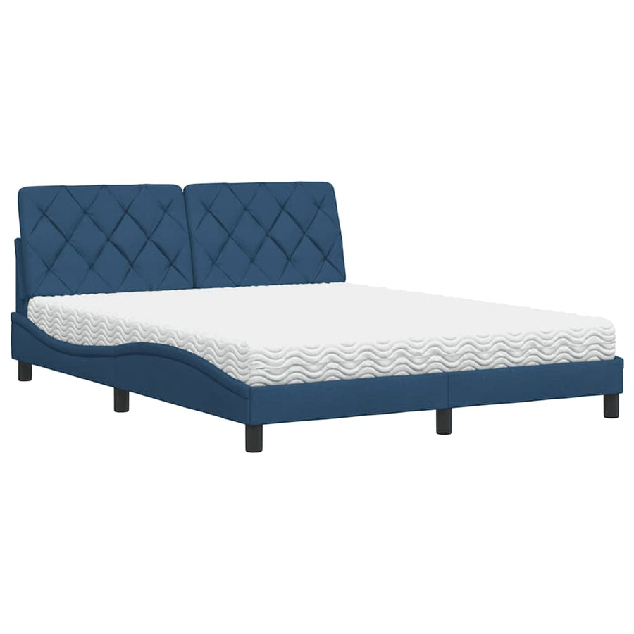 Bed met matras stof blauw 160x200 cm