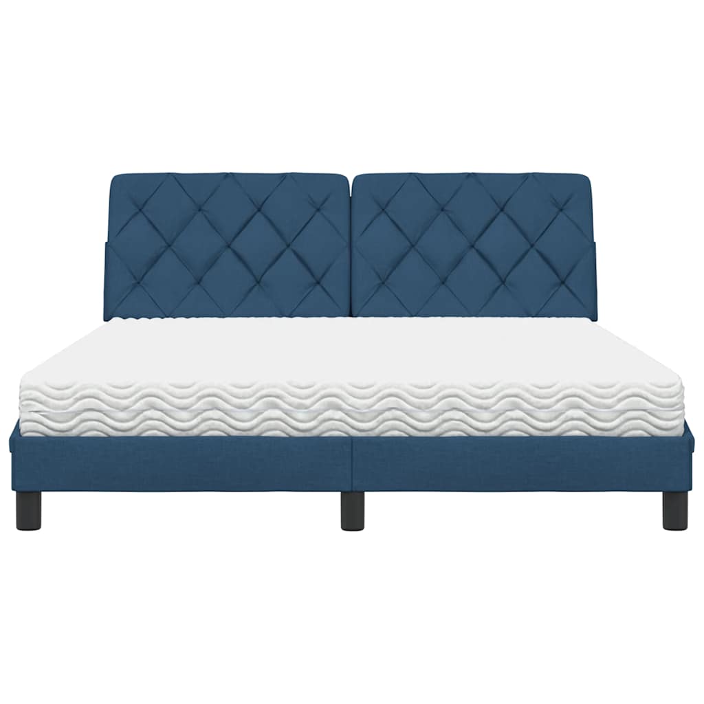 Bed met matras stof blauw 160x200 cm