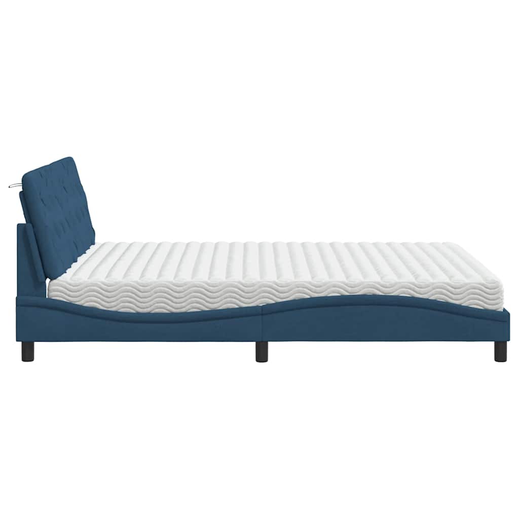 Bed met matras stof blauw 160x200 cm