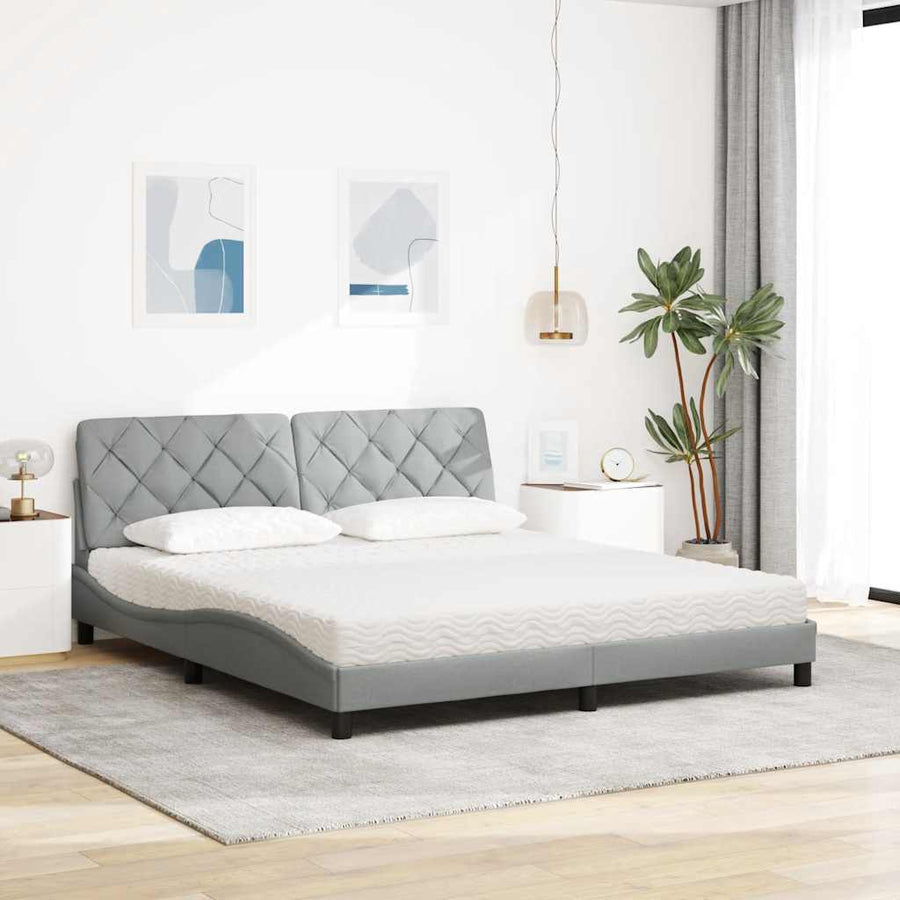 Bed met matras stof lichtgrijs 180x200 cm