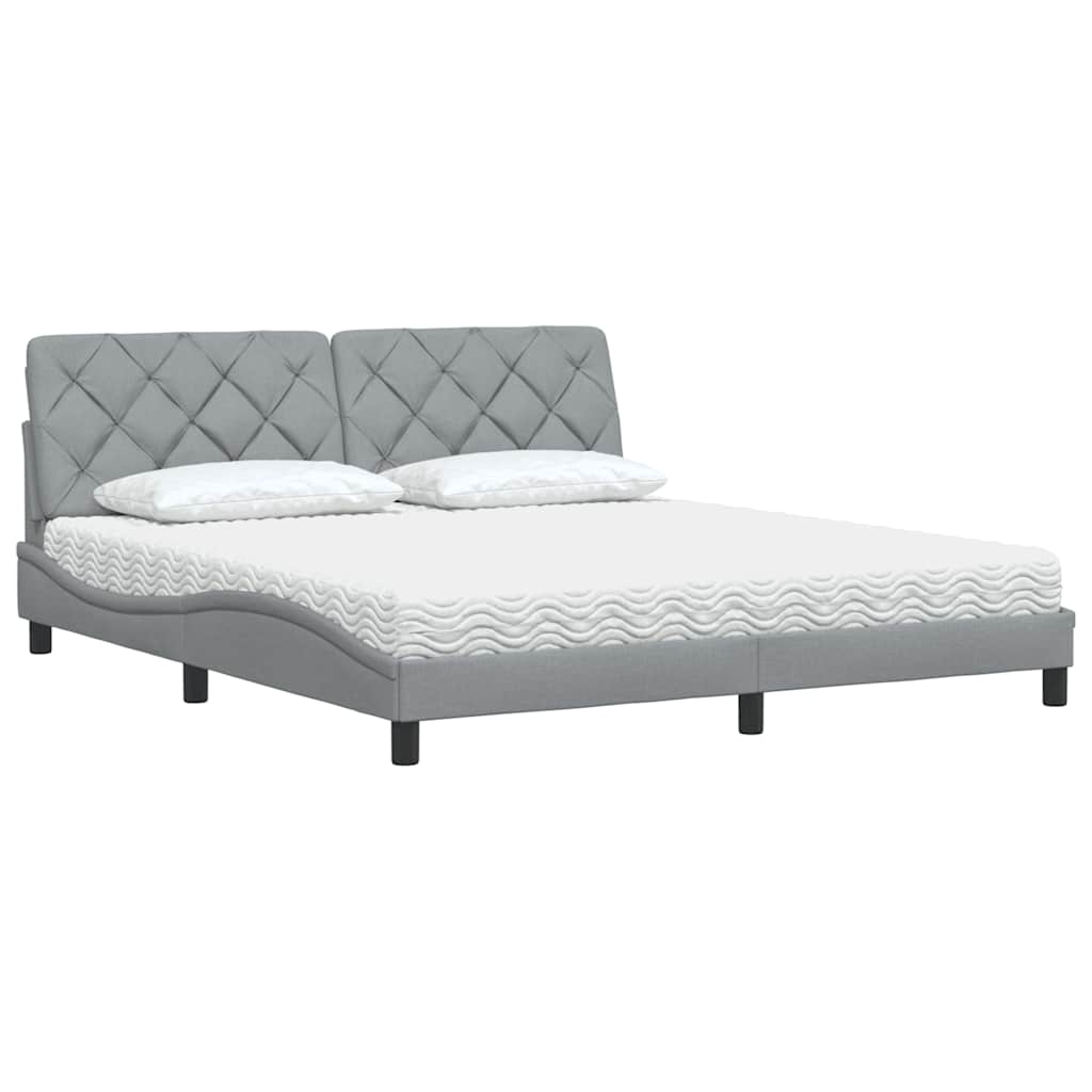 Bed met matras stof lichtgrijs 180x200 cm