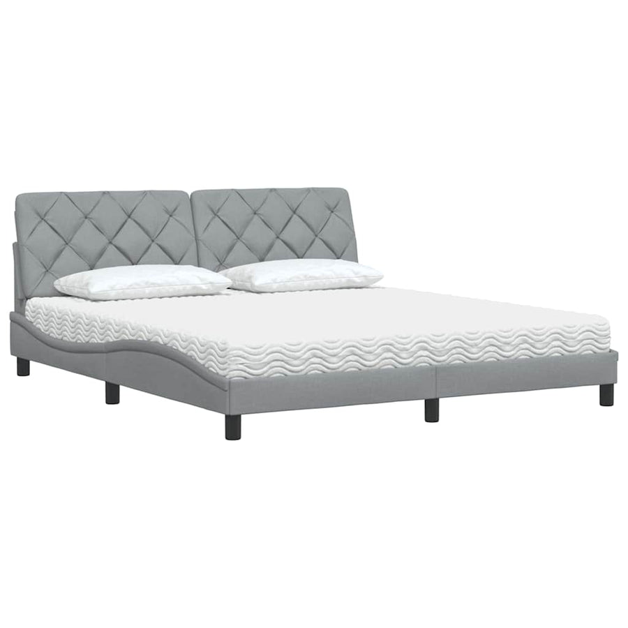 Bed met matras stof lichtgrijs 180x200 cm