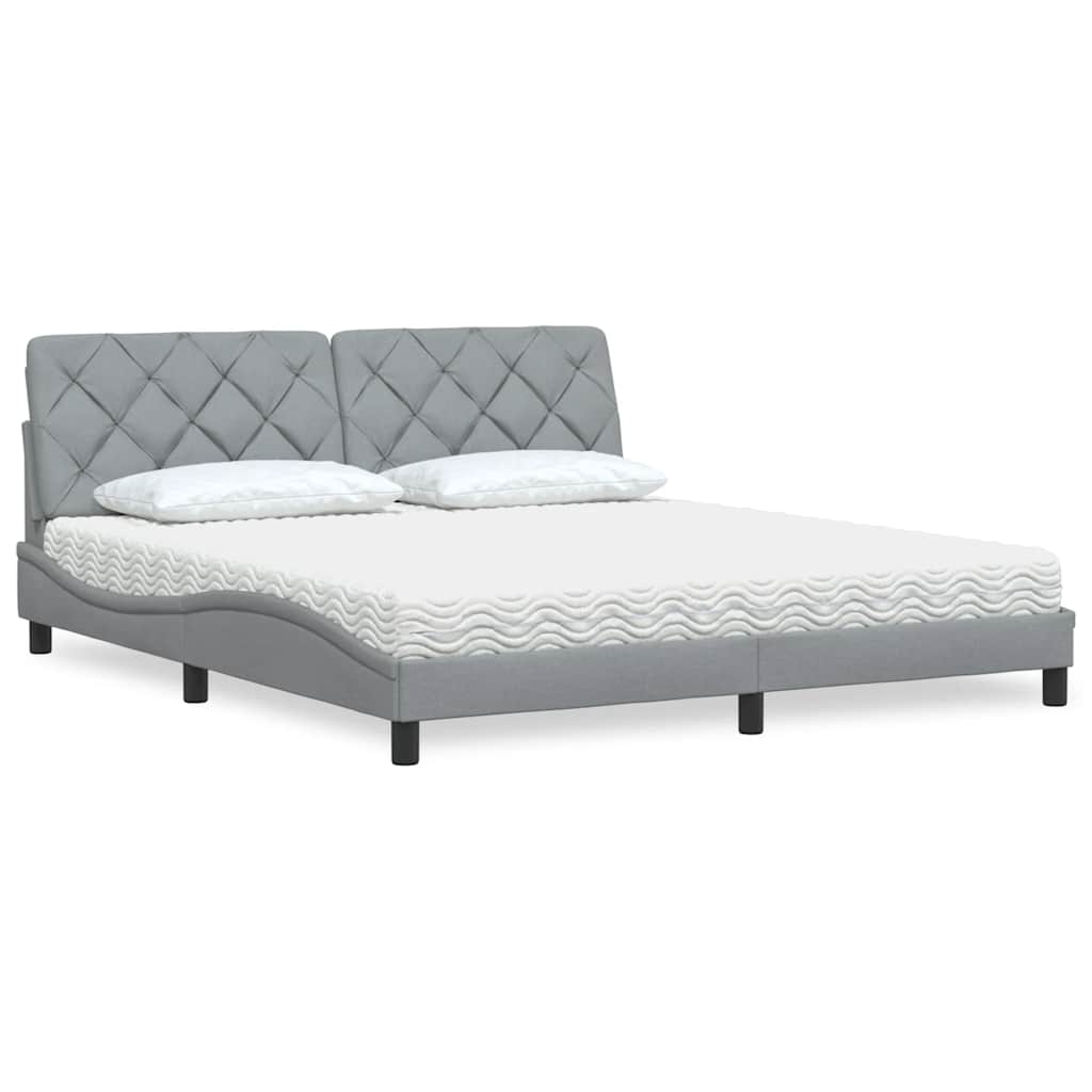 Bed met matras stof lichtgrijs 180x200 cm