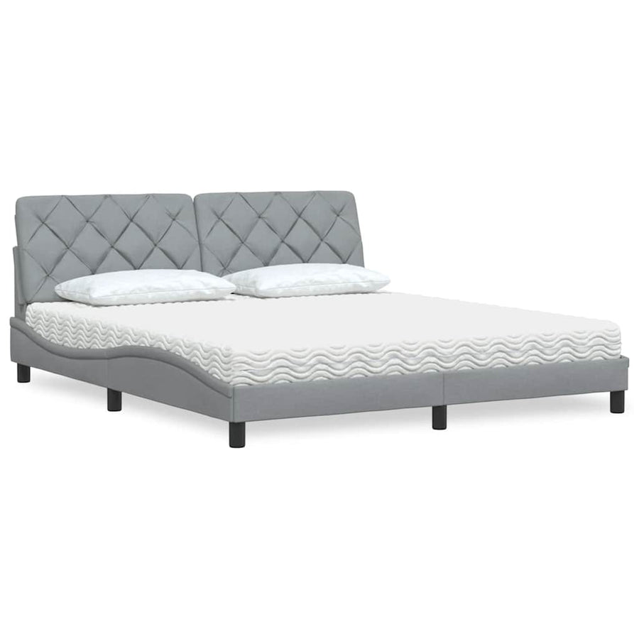 Bed met matras stof lichtgrijs 180x200 cm