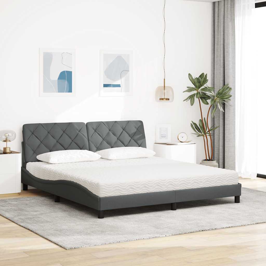 Bed met matras stof donkergrijs 180x200 cm