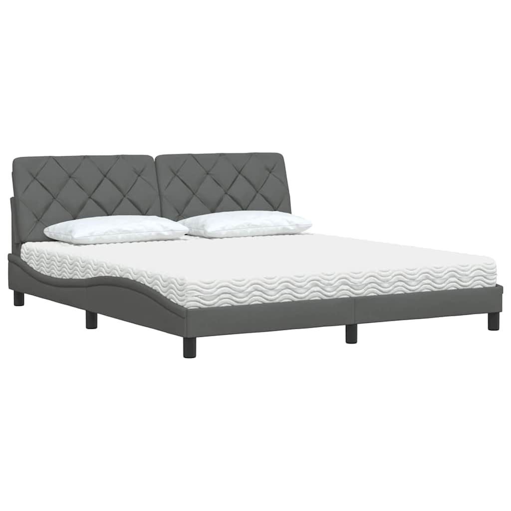 Bed met matras stof donkergrijs 180x200 cm