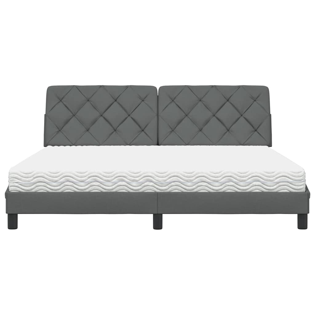 Bed met matras stof donkergrijs 180x200 cm