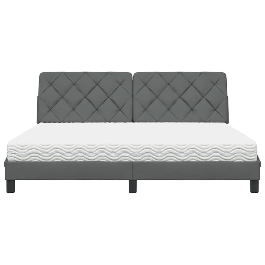 Bed met matras stof donkergrijs 180x200 cm