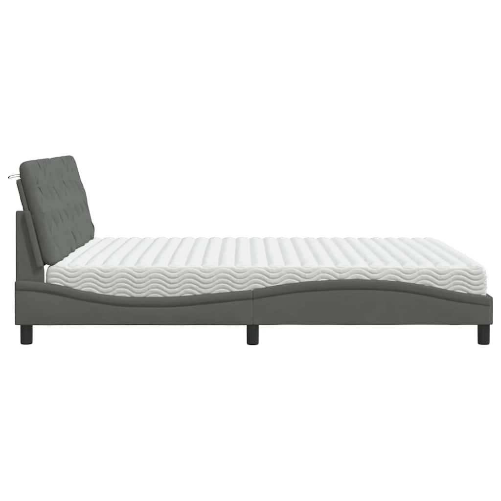 Bed met matras stof donkergrijs 180x200 cm