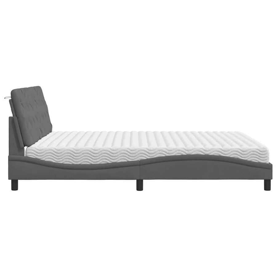 Bed met matras stof donkergrijs 180x200 cm