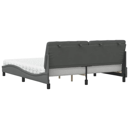 Bed met matras stof donkergrijs 180x200 cm