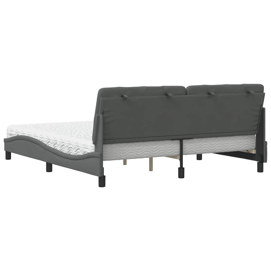 Bed met matras stof donkergrijs 180x200 cm