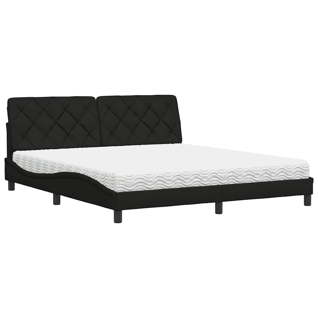 Bed met matras stof zwart 180x200 cm
