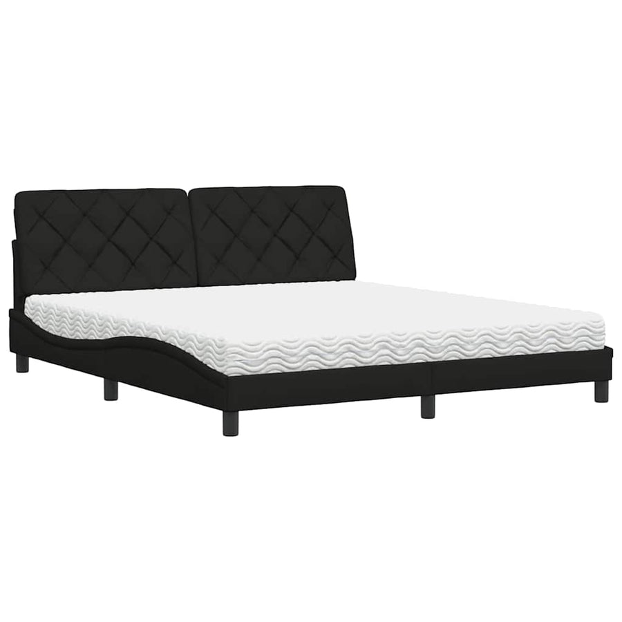 Bed met matras stof zwart 180x200 cm