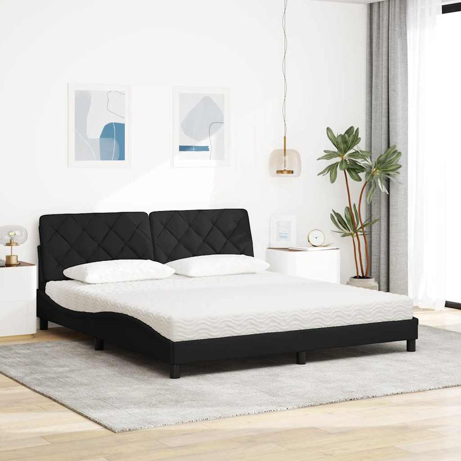 Bed met matras stof zwart 180x200 cm