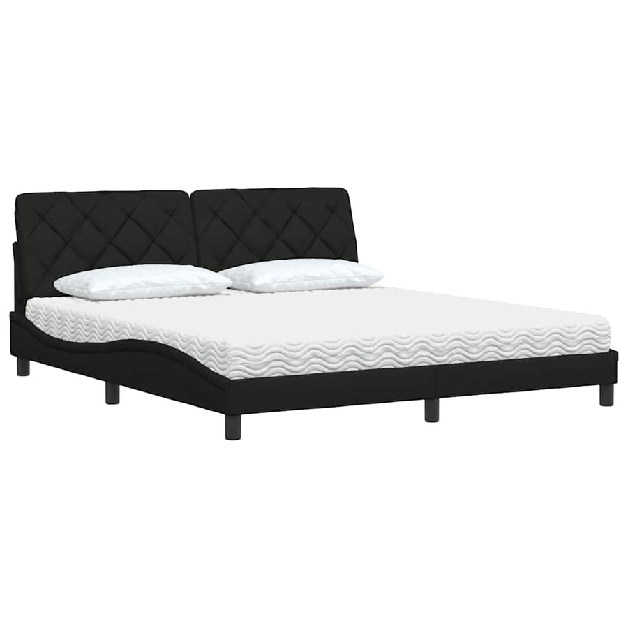 Bed met matras stof zwart 180x200 cm