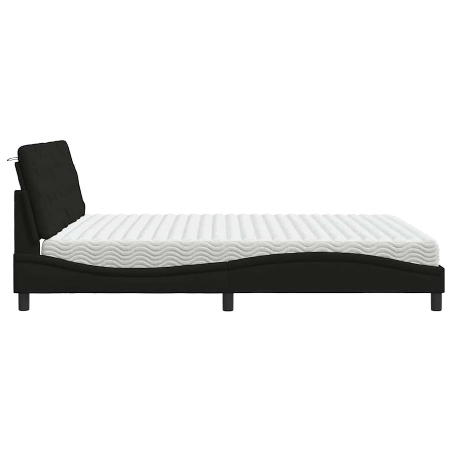 Bed met matras stof zwart 180x200 cm