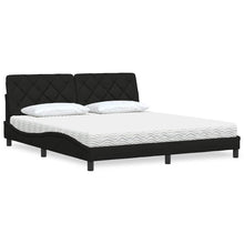 Bed met matras stof zwart 180x200 cm