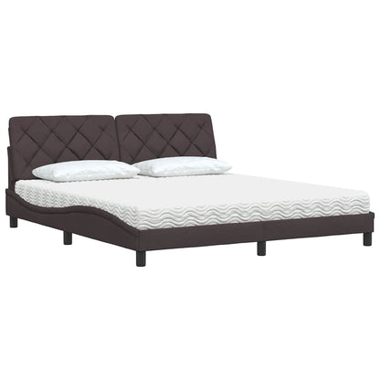 Bed met matras stof donkerbruin 180x200 cm