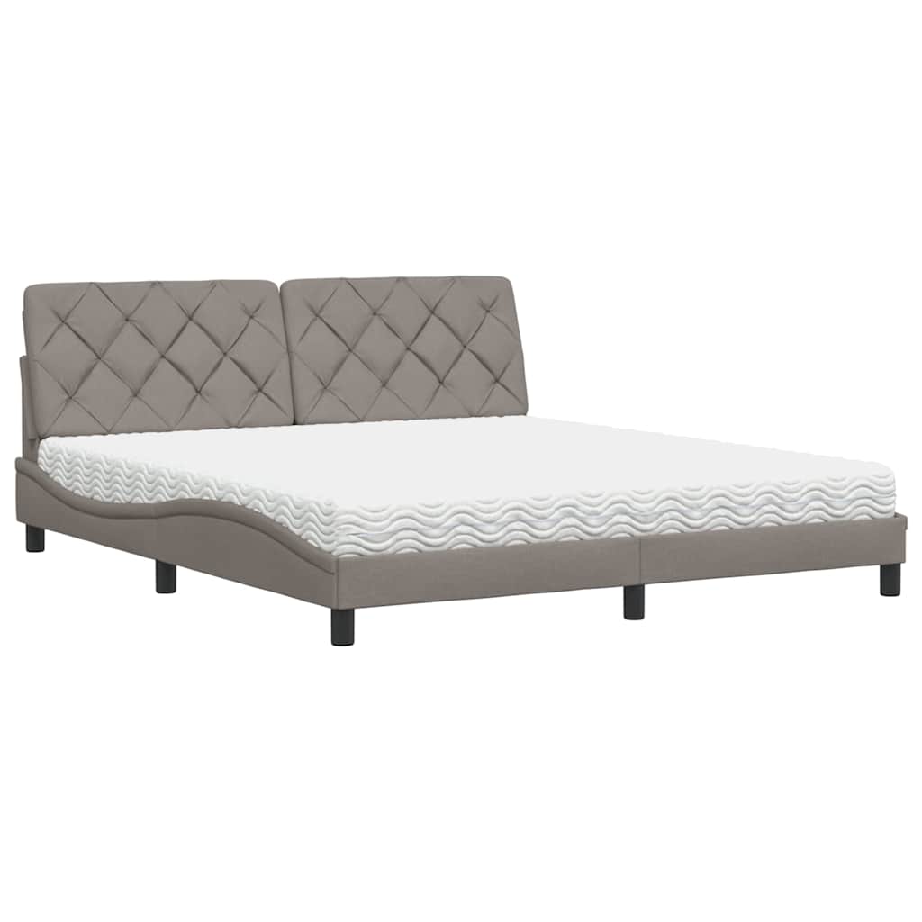 Bed met matras stof taupe 180x200 cm