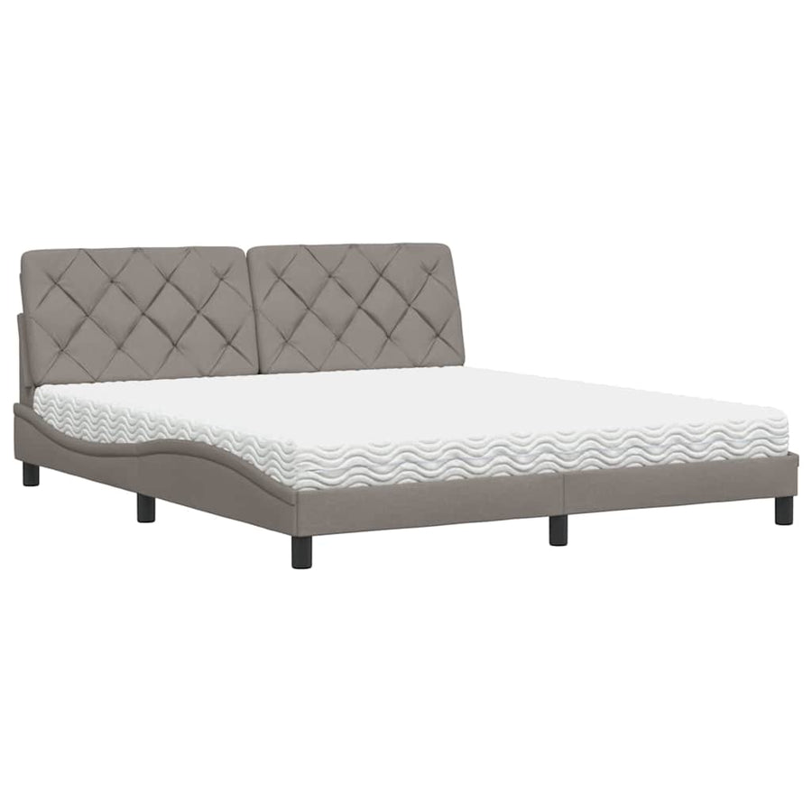 Bed met matras stof taupe 180x200 cm
