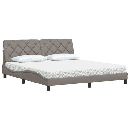Bed met matras stof taupe 180x200 cm