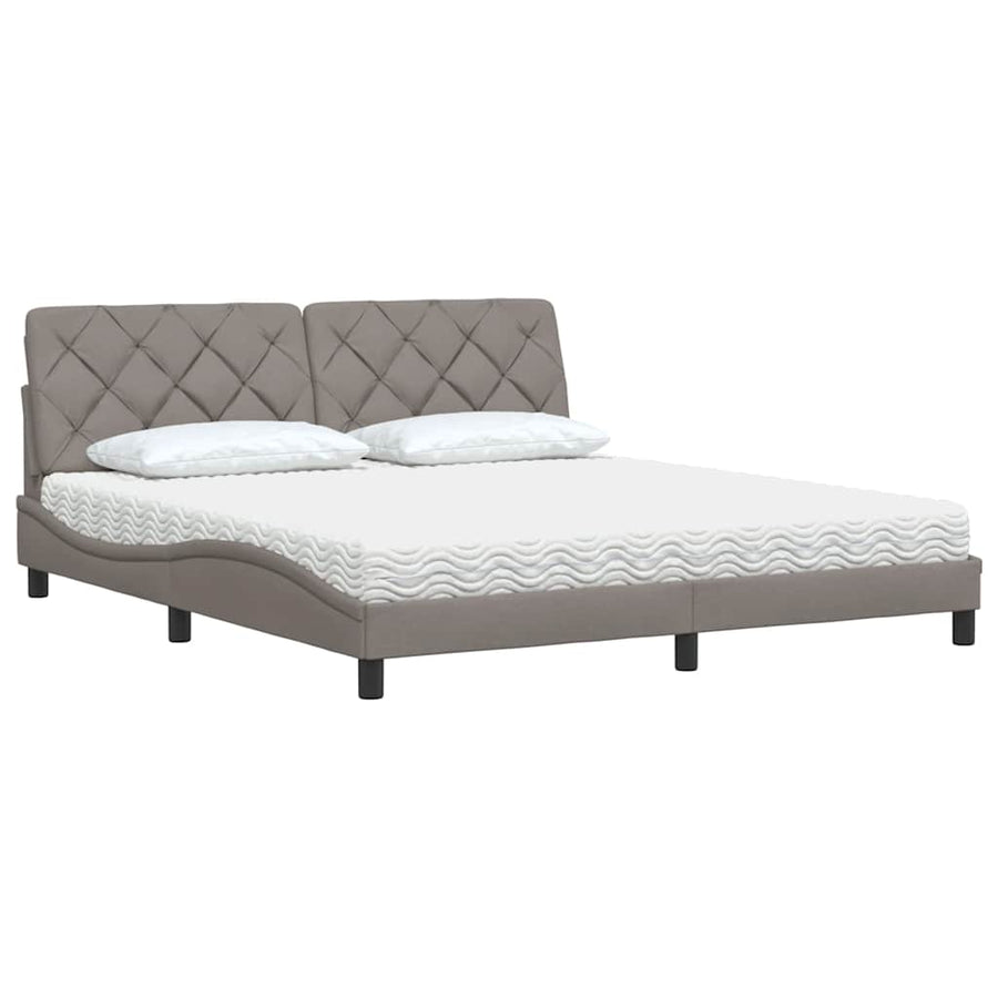 Bed met matras stof taupe 180x200 cm