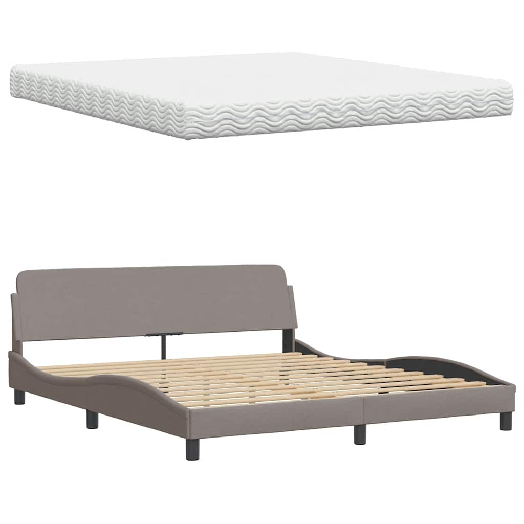 Bed met matras stof taupe 180x200 cm