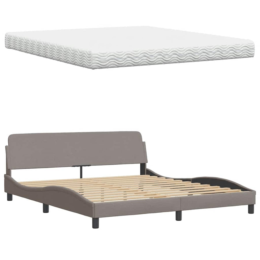 Bed met matras stof taupe 180x200 cm