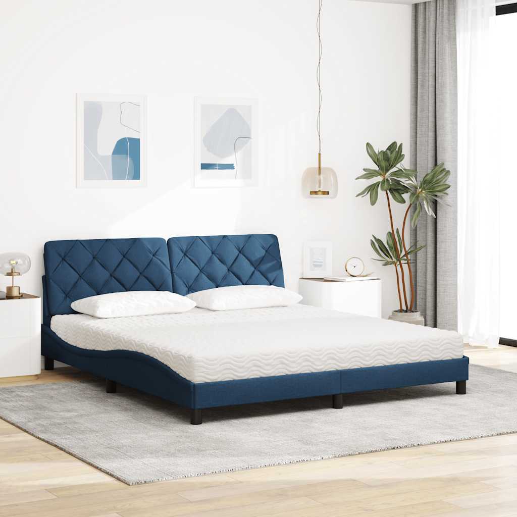 Bed met matras stof blauw 180x200 cm