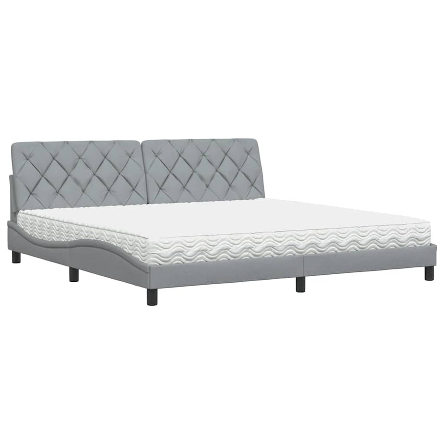 Bed met matras stof lichtgrijs 200x200 cm