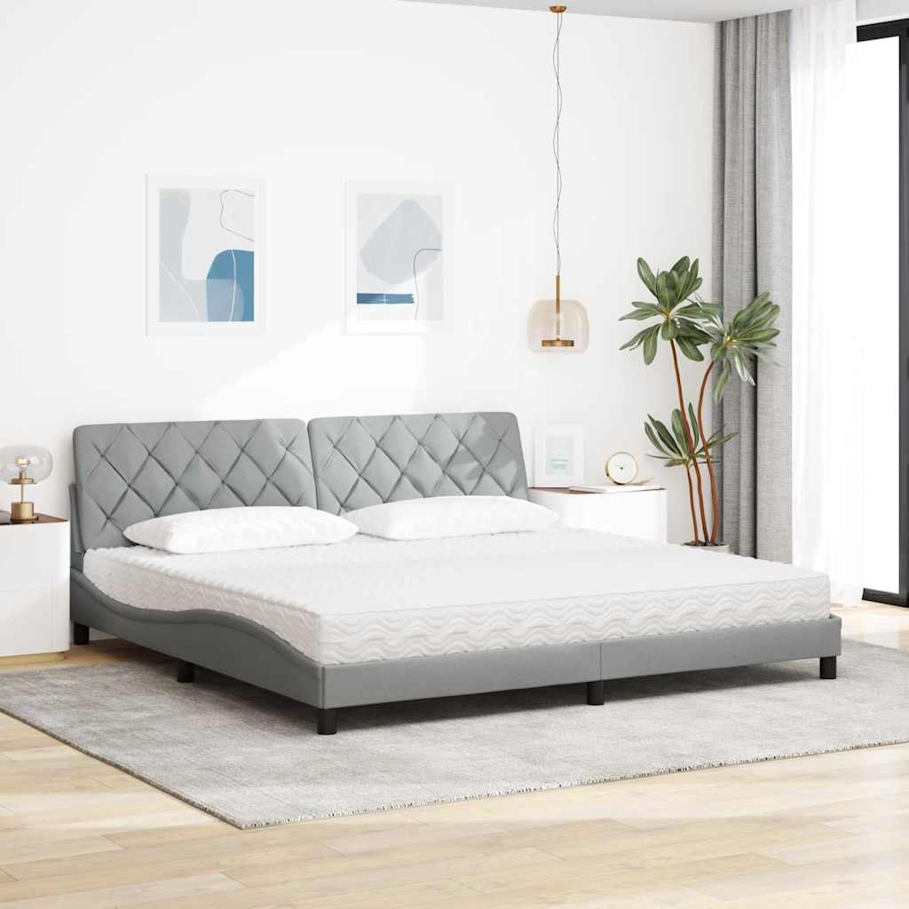Bed met matras stof lichtgrijs 200x200 cm