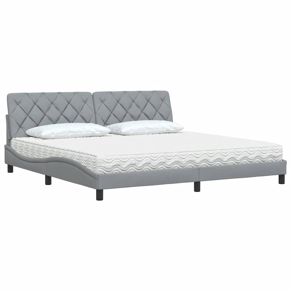 Bed met matras stof lichtgrijs 200x200 cm