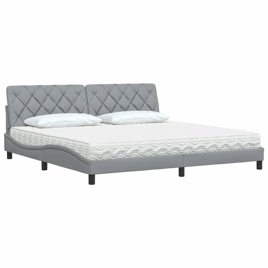 Bed met matras stof lichtgrijs 200x200 cm