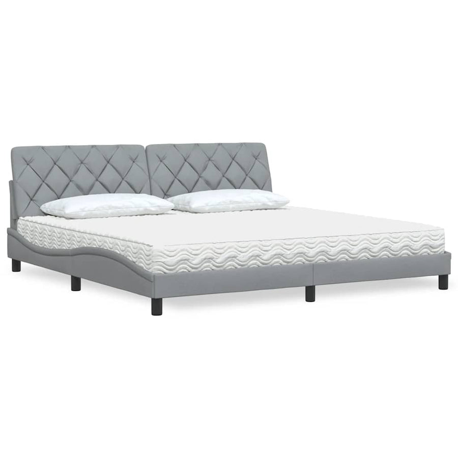 Bed met matras stof lichtgrijs 200x200 cm