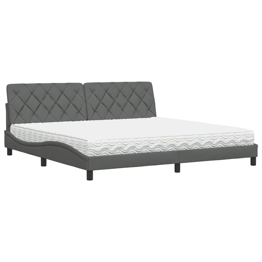 Bed met matras stof donkergrijs 200x200 cm