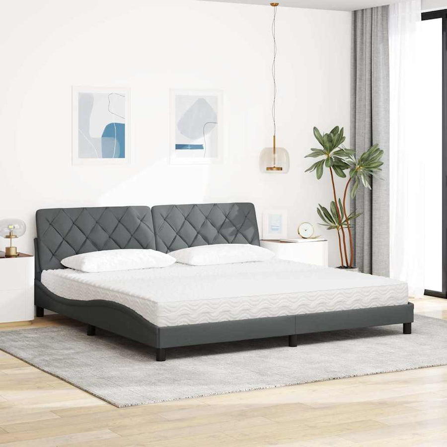 Bed met matras stof donkergrijs 200x200 cm