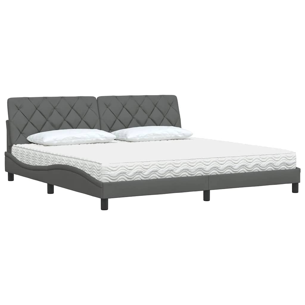 Bed met matras stof donkergrijs 200x200 cm