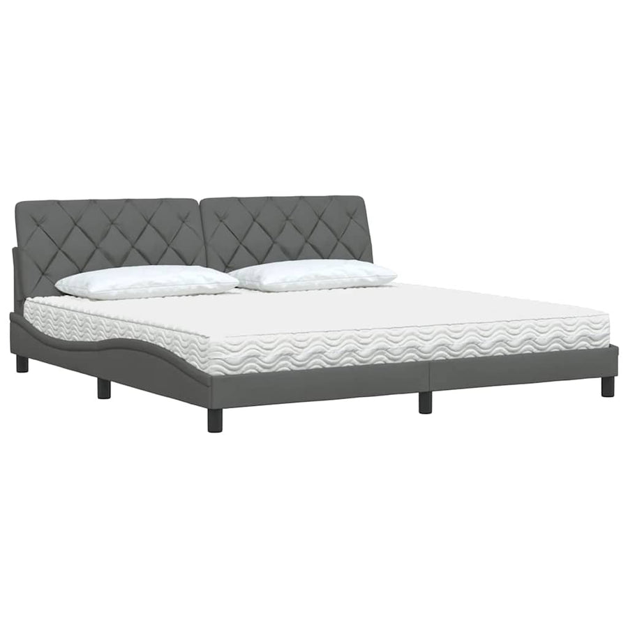 Bed met matras stof donkergrijs 200x200 cm