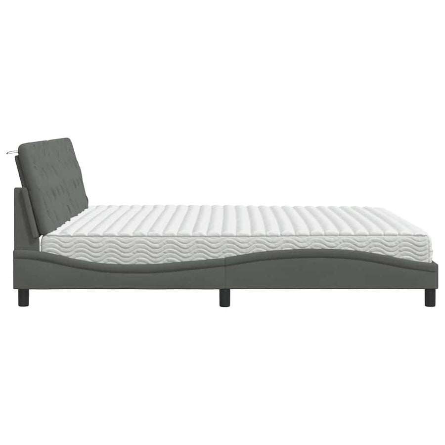 Bed met matras stof donkergrijs 200x200 cm