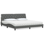 Bed with mattress fabric dark grey 200x200 cm