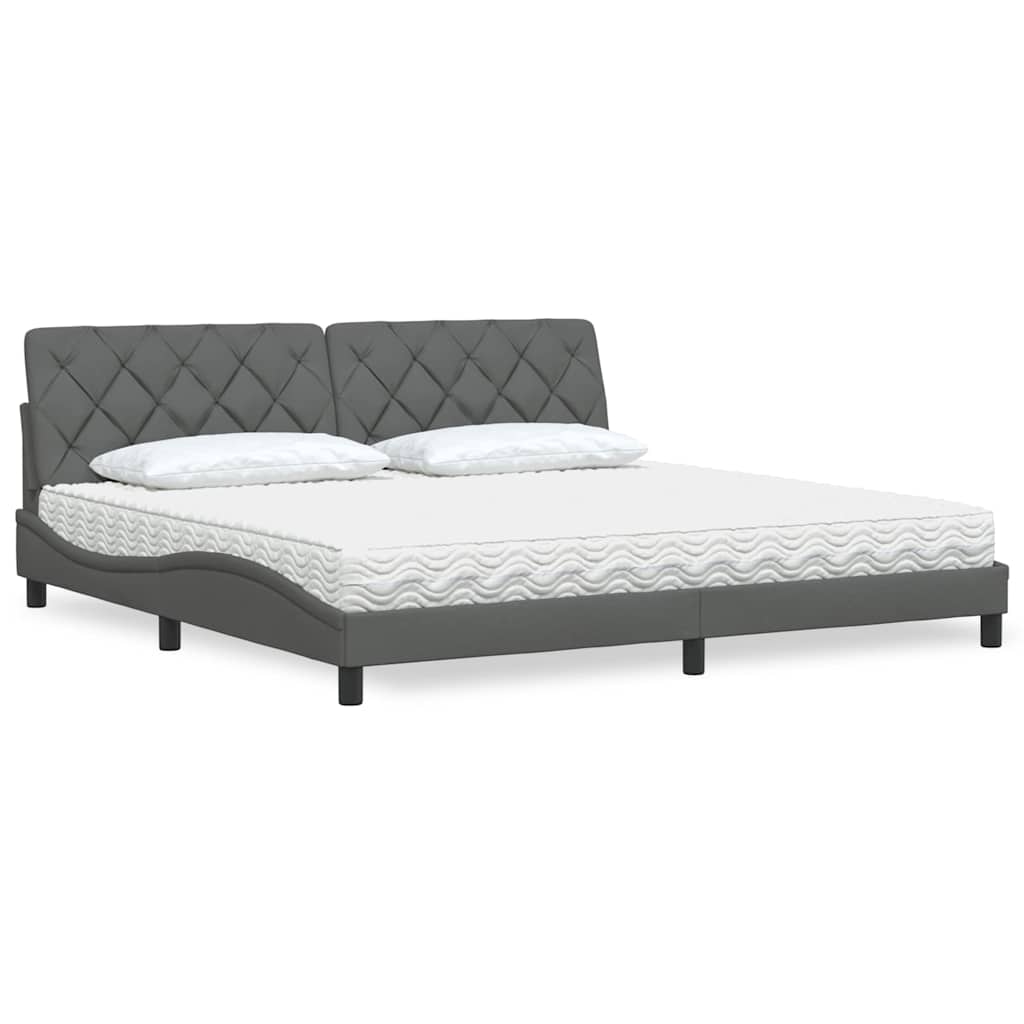 Bed met matras stof donkergrijs 200x200 cm