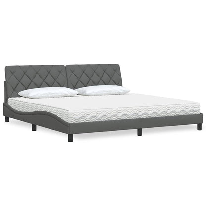 Bed met matras stof donkergrijs 200x200 cm