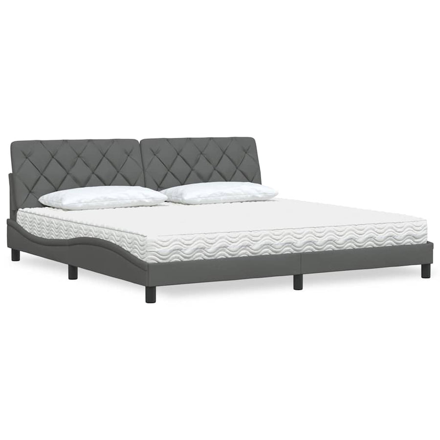 Bed met matras stof donkergrijs 200x200 cm