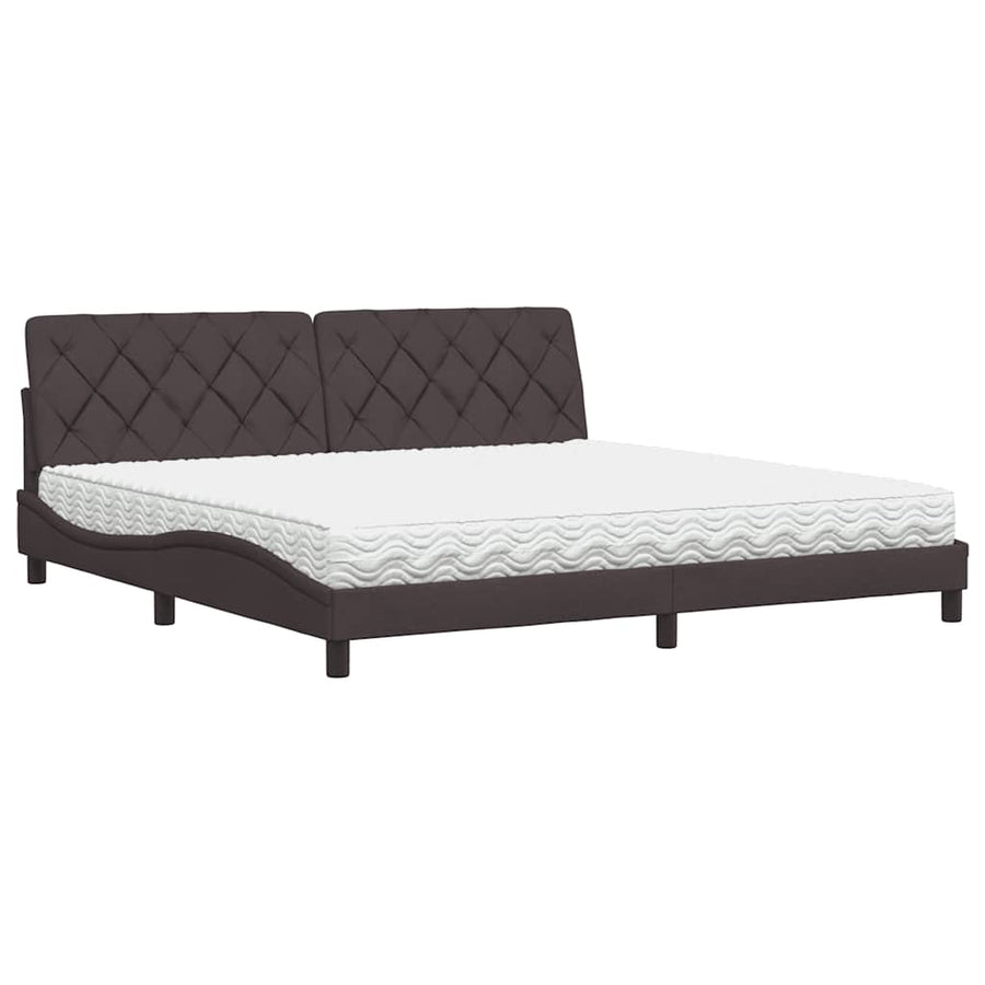 Bed Met Matras Stof 200 x 200 cm Donkerbruin