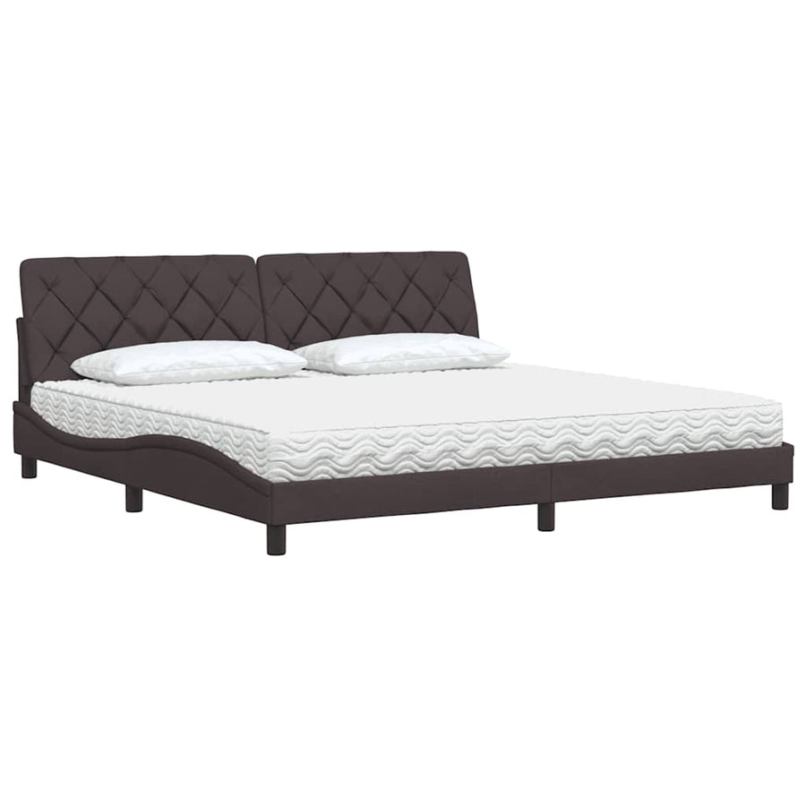 Bed Met Matras Stof 200 x 200 cm Donkerbruin