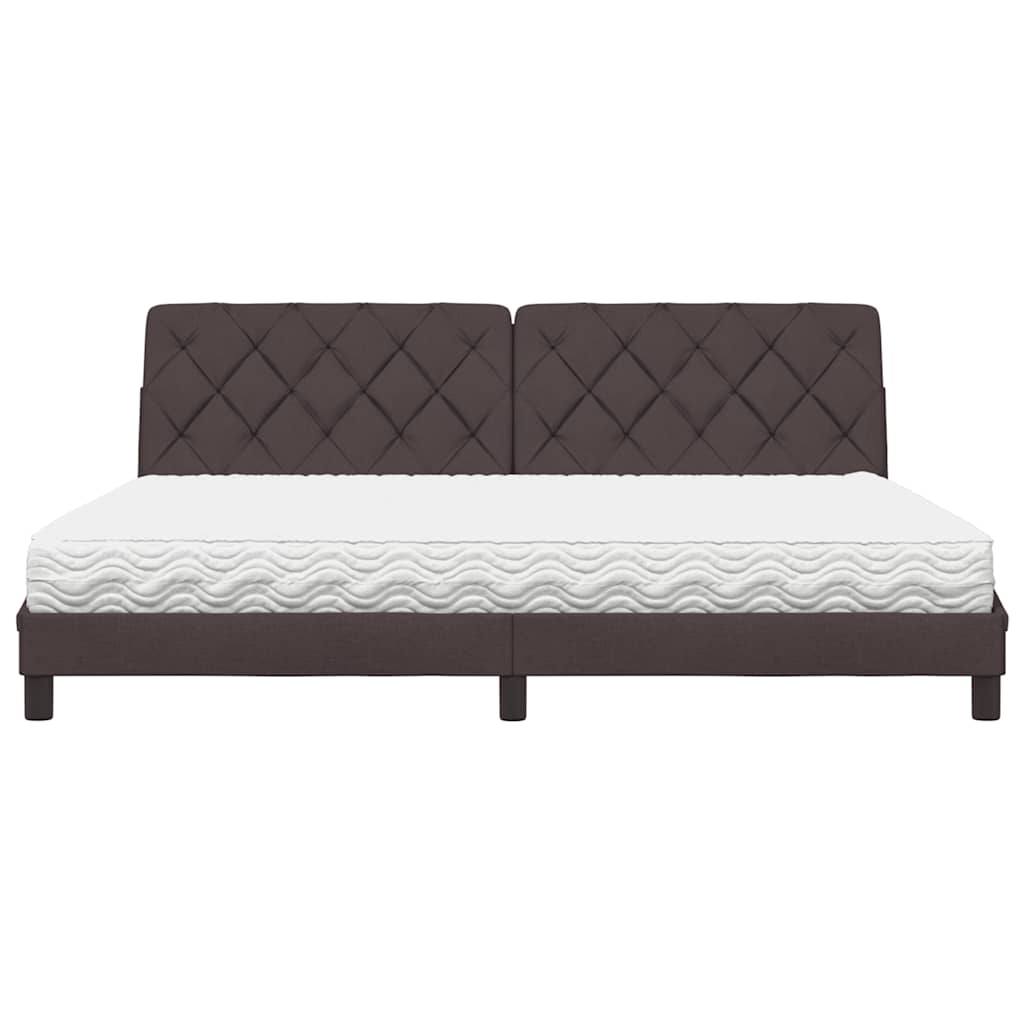 Bed Met Matras Stof 200 x 200 cm Donkerbruin