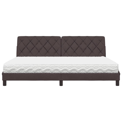 Bed Met Matras Stof 200 x 200 cm Donkerbruin