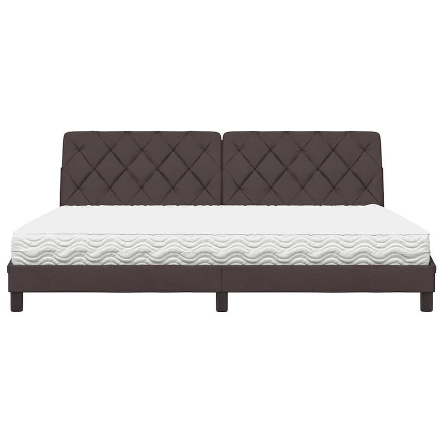 Bed Met Matras Stof 200 x 200 cm Donkerbruin