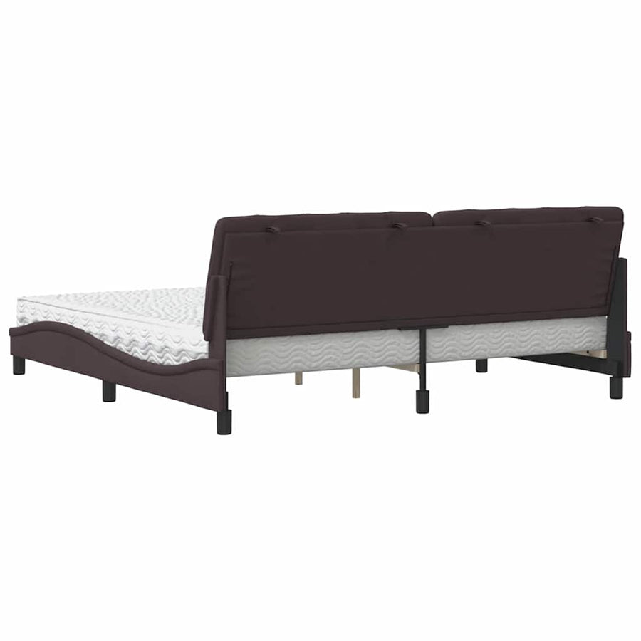 Bed Met Matras Stof 200 x 200 cm Donkerbruin